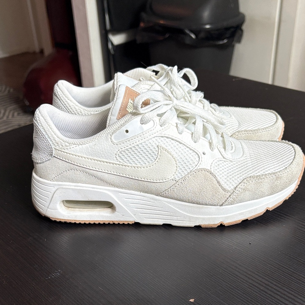Nike Women's White and Tan Air Max Sneakers